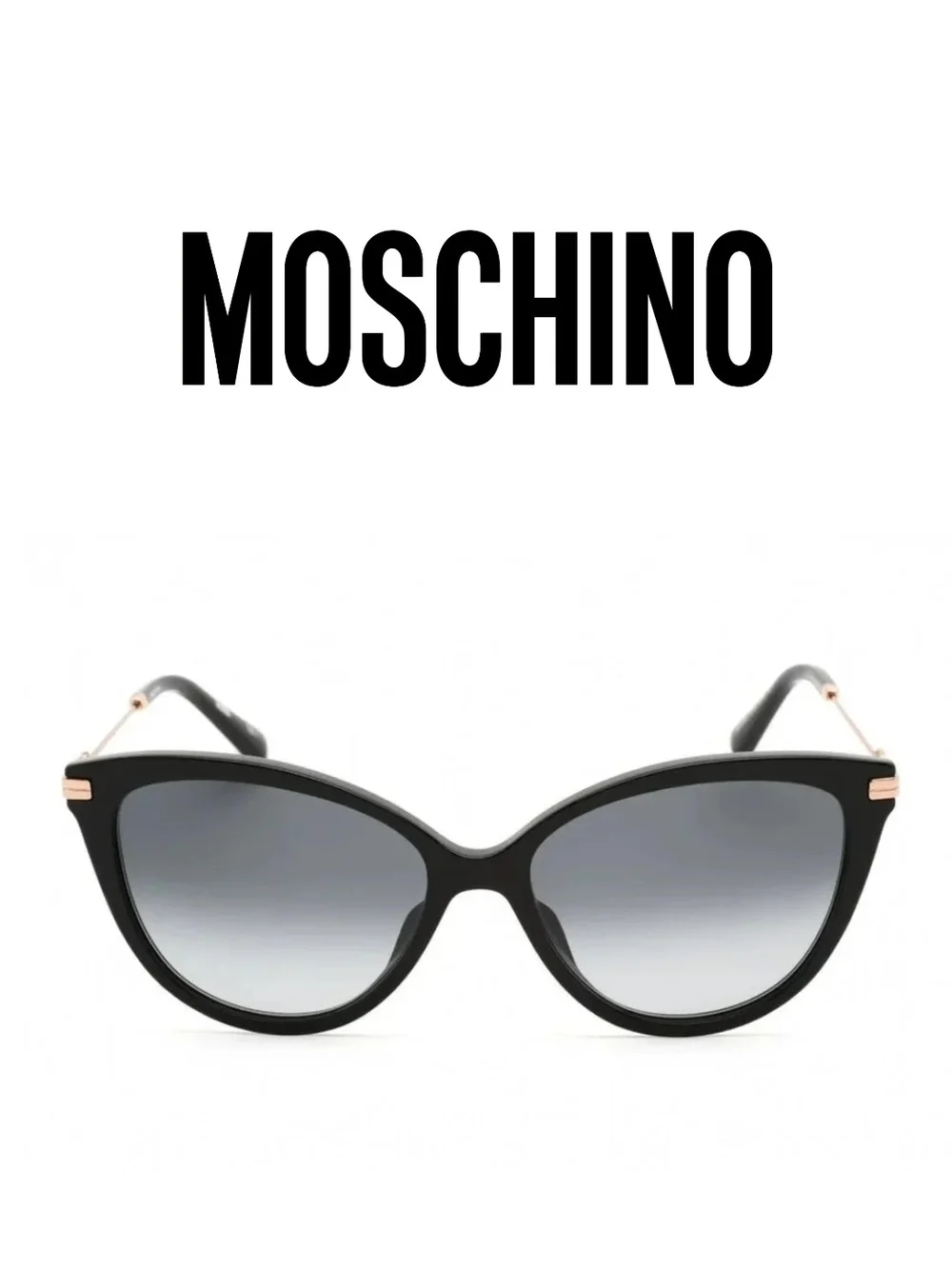 Moschino - Black Cat Eye Sunglasses with Gradient Gray Lenses - MOSO69